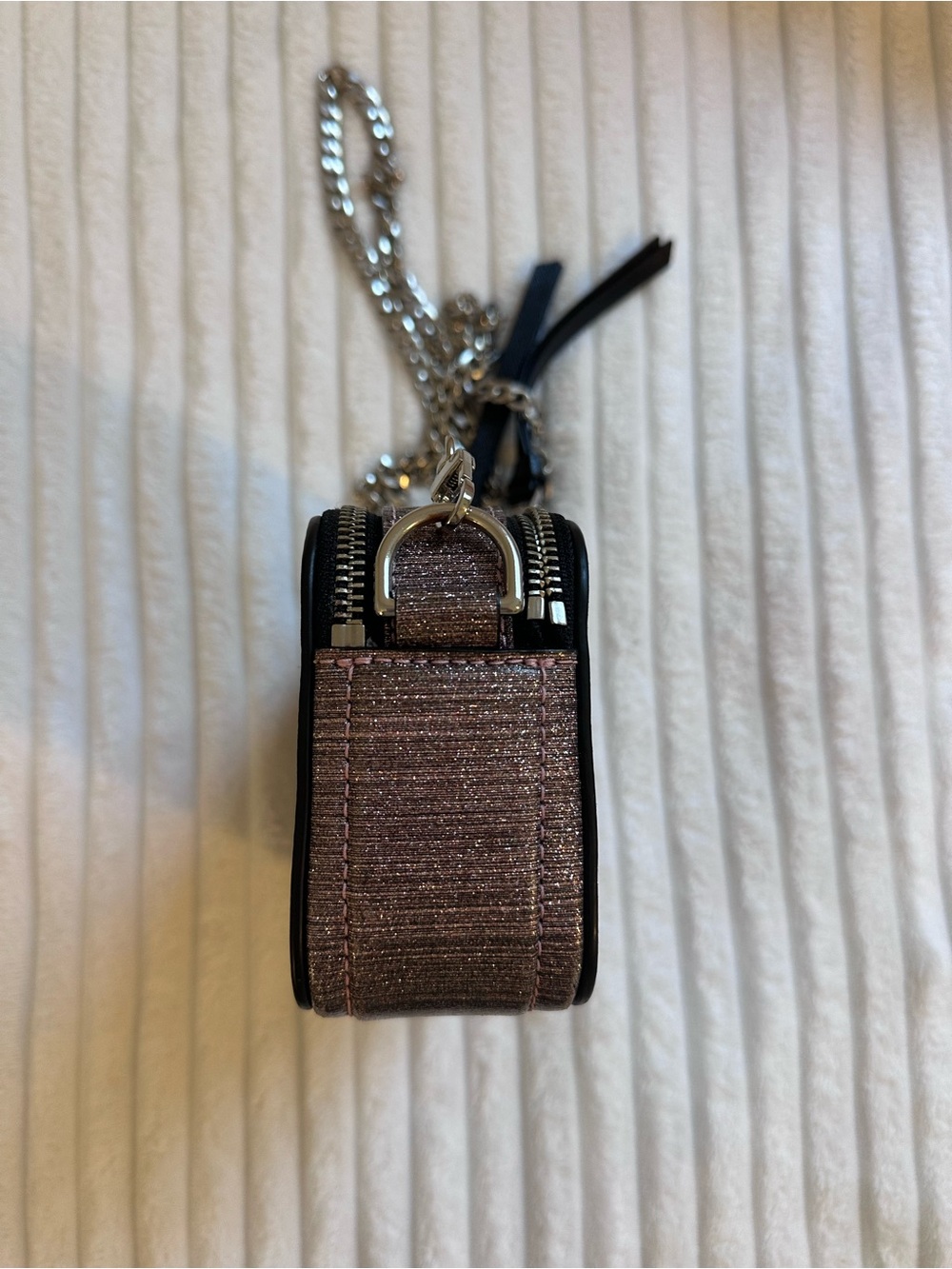 Marc Jacobs Glitter Snapshot Crossbody: Sparkly Purple/Pink with Silver Hardware - Picture 4 of 8